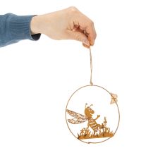 Product Decorative metal bee, rust finish, garden decoration for hanging, Ø14cm, 4 pieces