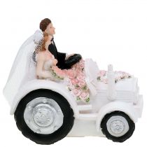 Deco bridal couple on tractor H10cm