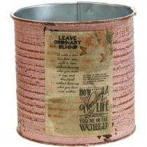 Product Decorative tin old pink metal tin can for planting Ø11cm H10.5cm