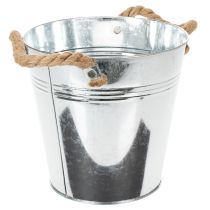 Product Decorative bucket flower pot metal with rope handles Ø20cm
