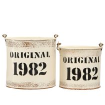 Product Decorative bucket with handle “Original 1982” Cream Ø12/10cm 2×2-piece set