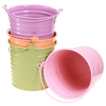 Product Decorative Bucket Metal Plant Pot Handle 4 Colors Ø11cm 8 Pcs