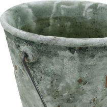 Decorative bucket, ceramics for planting, garden decoration, plant bucket antique optics Ø13.5cm H12cm 2pcs