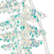 Product Decorative fern for hanging white blue glitter winter L110cm