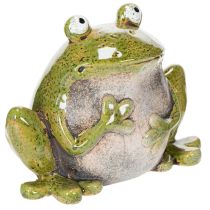 Product Decorative Frog Ceramic Green Brown Vintage L15.5cm