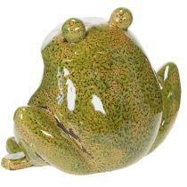 Product Decorative Frog Ceramic Green Brown Vintage L15.5cm