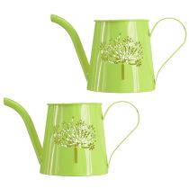 Product Decorative metal watering can, dandelion design, green, 12cm high, 2 pieces, decorative vase, shabby chic