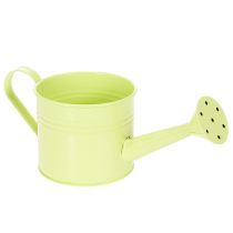 Product Decorative watering can set in pastel salmon, green, yellow-green - metal planter Ø11cm H10cm, 8 pieces