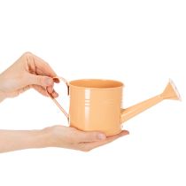 Product Decorative watering can set in pastel salmon, green, yellow-green - metal planter Ø11cm H10cm, 8 pieces