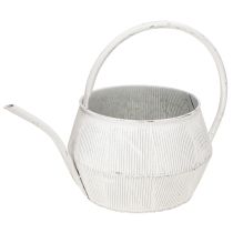 Product Decorative watering can white metal vintage grooved decor Ø25cm