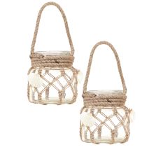 Product Decorative Glass Macrame Shells Maritime Ø11cm H12.5cm 2pcs