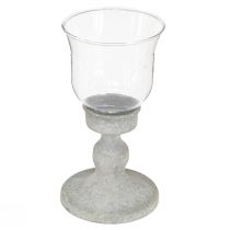Product Decorative glass trophy metal grey vintage look Ø8cm H15.5cm