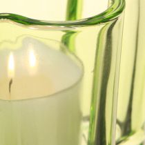 Product Decorative glass tealight holder flower shape green Ø7.5cm H6cm 6pcs