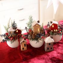 Product Decorative house ceramic cream red grey 10/12/13.5cm 3 pieces