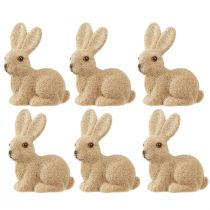 Product Decorative Flocked Sitting Easter Bunnies – 2nd Choice – Spring 10cm 6 pcs