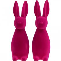Product Decorative Easter Bunny, Flocked Pink, 29.5cm High, 2 Pieces
