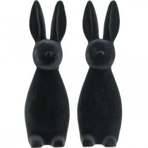 Product Decorative Black Easter Bunny, Flocked, 29.5cm High, 2 Pieces