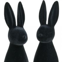 Product Decorative Bunny Black – 2nd Choice – Decorative Easter Bunny Flocked H29.5cm 2 pcs