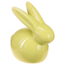 Product Decorative Rabbit, Yellow, Green, Brown, Modern Ceramic Figurine for Easter, 8.5cm, 3 Pieces