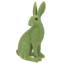 Product Decorative Rabbit Sitting Figure Easter Bunny Flocked Green 12×9×25cm