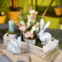 Product Decorative rabbit, garden figure in concrete look, shabby chic, Easter decoration with silver accents H21/14cm set of 2