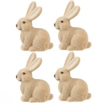 Product Decorative Sitting Easter Rabbits Brown – 2nd Choice – Flocked H15cm 4 pcs