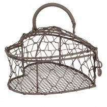 Product Decorative heart made of wire for filling vintage grey 14×13.5cm