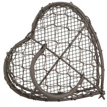 Product Decorative heart made of wire for filling, vintage grey, 14 x 13.5 cm