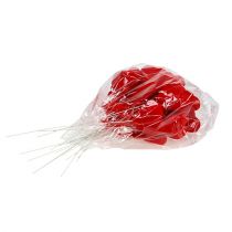 Product Decorative hearts flocked 6cm red 18 pcs