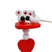 Product Decorative hearts with mice on a stick red 12pcs