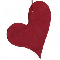 Product Decorative hearts to hang up wooden heart red/white 12cm 12pcs