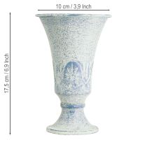 Product Decorative Chalice Antique White Blue Metal Table Decoration Ø11cm H17.5cm
