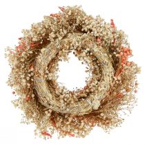 Product Decorative wreath dried flowers flower wreath orange cream Ø25cm