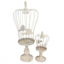 Product Decorative crown on foot vintage metal decoration grey 34/66cm set of 2