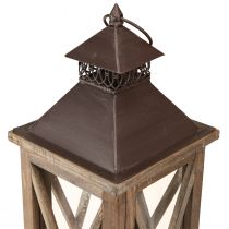 Product Decorative Lantern Wood Vintage Wooden Lantern Brown 17×17×50cm