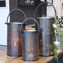 Product Decorative lanterns, lantern metal hole pattern H35.5/31/25cm set of 3