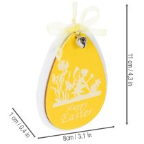 Product Decorative Easter eggs for hanging, white and yellow, wooden, Easter decoration, spring decoration, 6 pieces