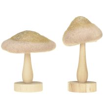 Product Decorative mushroom wood, felt with glitter table decoration Advent H11cm 4pcs