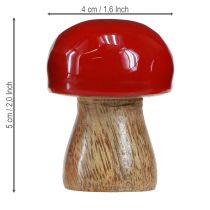 Product Decorative mushrooms red lacquered wooden mushrooms champignons H5cm Ø4cm 6 pcs