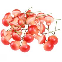 Product Decorative mushrooms on wire red autumn decoration for sticking 7cm 24 pcs