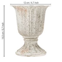 Product Decorative trophy metal chalice vintage look grey white H14.5cm