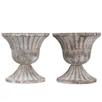 Product Decorative Cup Rustic Antique Goblet Grey White Ø8cm H8.5cm 2pcs