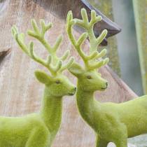 Product Decorative reindeer flocked moss green 20cm 2 pcs