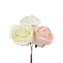 Deco rose white, cream, pink mix Ø6cm 24pcs