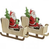 Product Deco sleigh with Santa Claus Christmas sleigh 10cm 2pcs