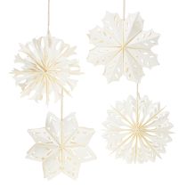 Product Decorative Snowflakes for Hanging, Paper, White, 15cm, 4 Pieces