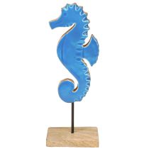 Product Decorative seahorse wooden table decoration natural blue H28cm