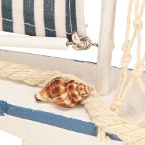 Product Decorative sailboat wood shells white blue L26.5cm H37cm
