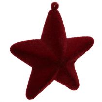 Product Decorative star dark red 20cm flocked