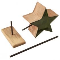 Product Decorative star wood on stick base green brown 20x9.5x50cm